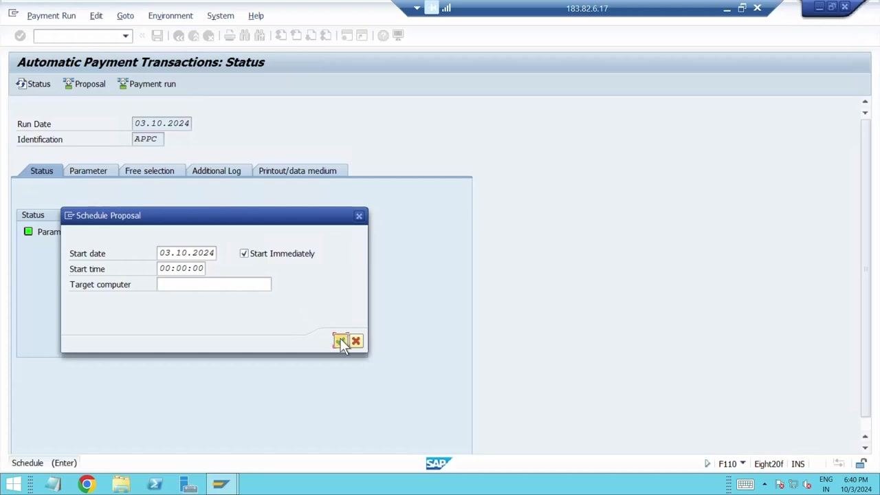 Schedule Proposal dialog with Start Date 03.10.2024 and Start Immediately checked