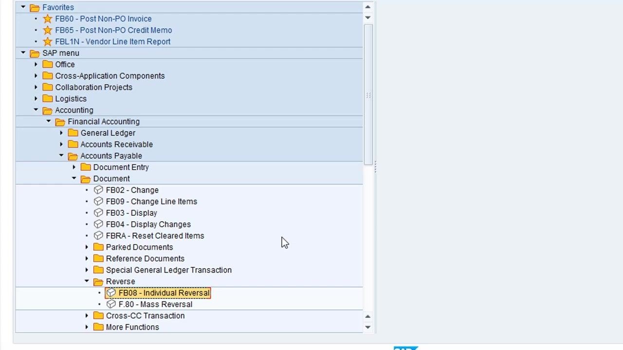 Cursor dragging FB08 - Individual Reversal into the Favorites section