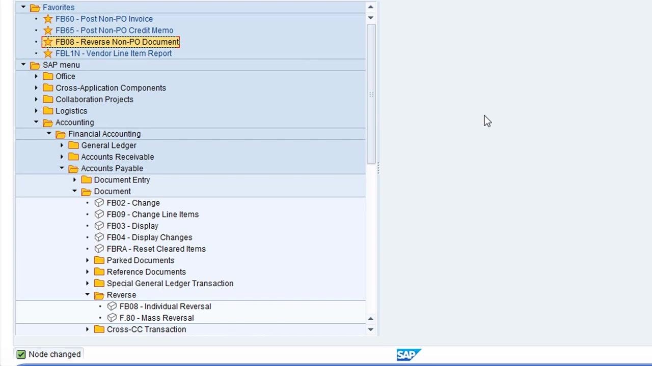 Reverse Document: Header Data screen with focus on the Reversal Reason field and the dropdown arrow highlighted