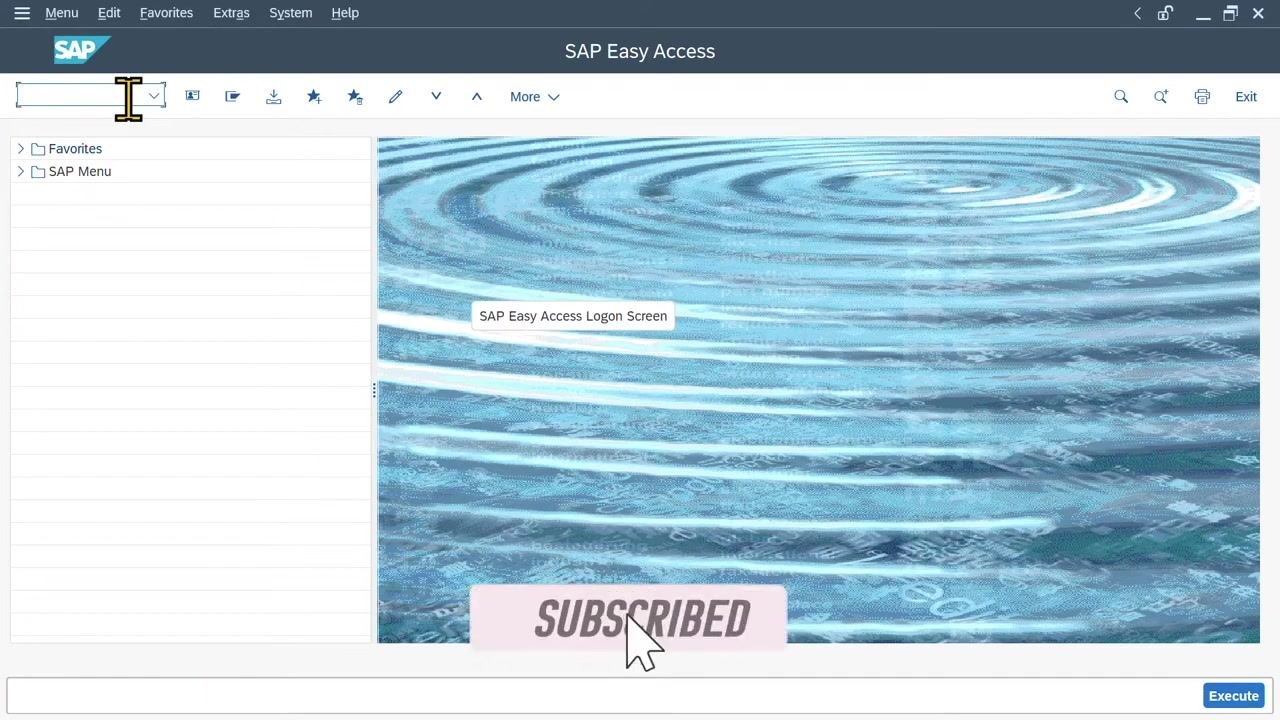 SAP Easy Access screen with menu bar, search bar, and navigation panel visible