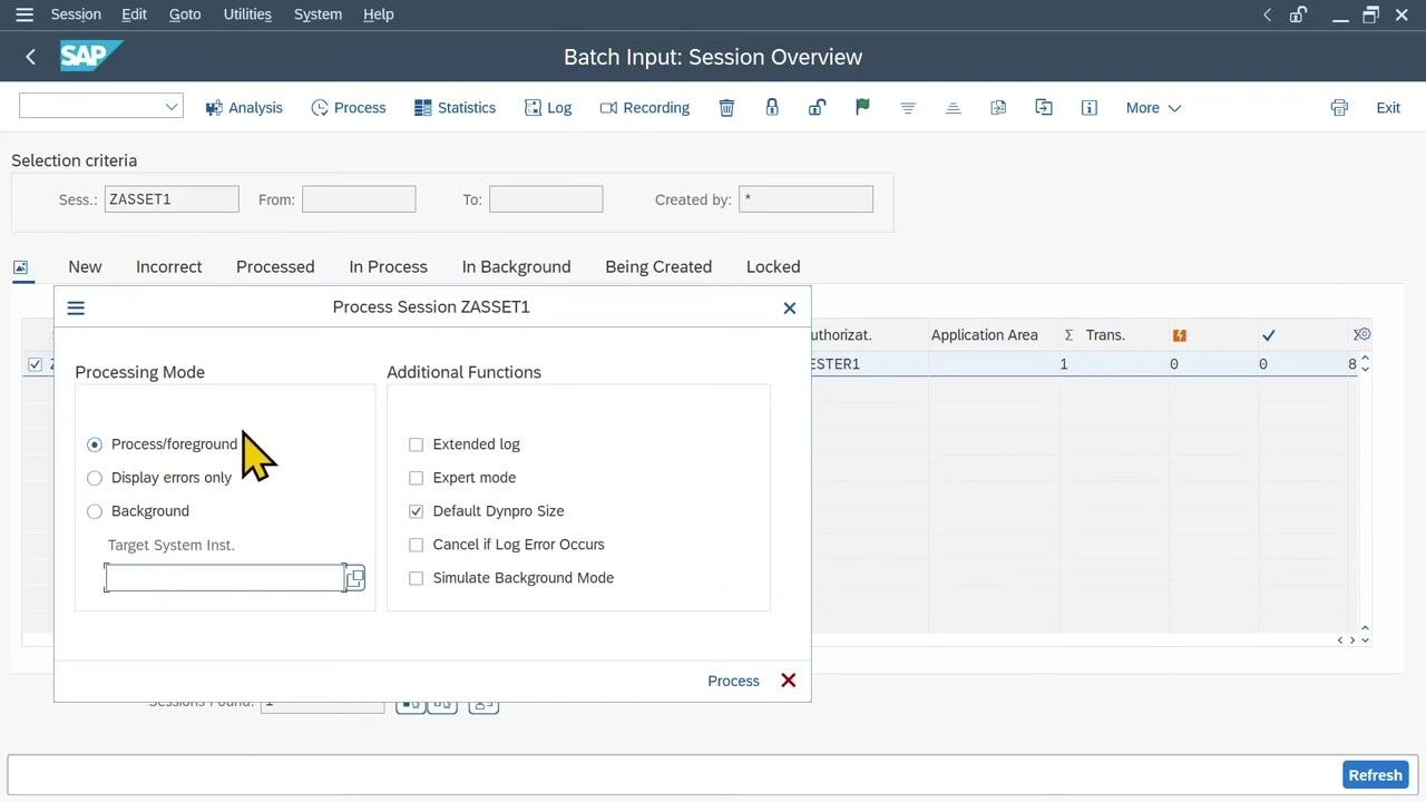 Create Asset: Master data screen with asset details and the inventory list checkbox selected