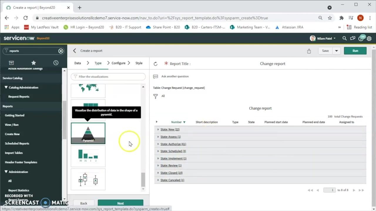Visualization type selection screen with Pyramid selected