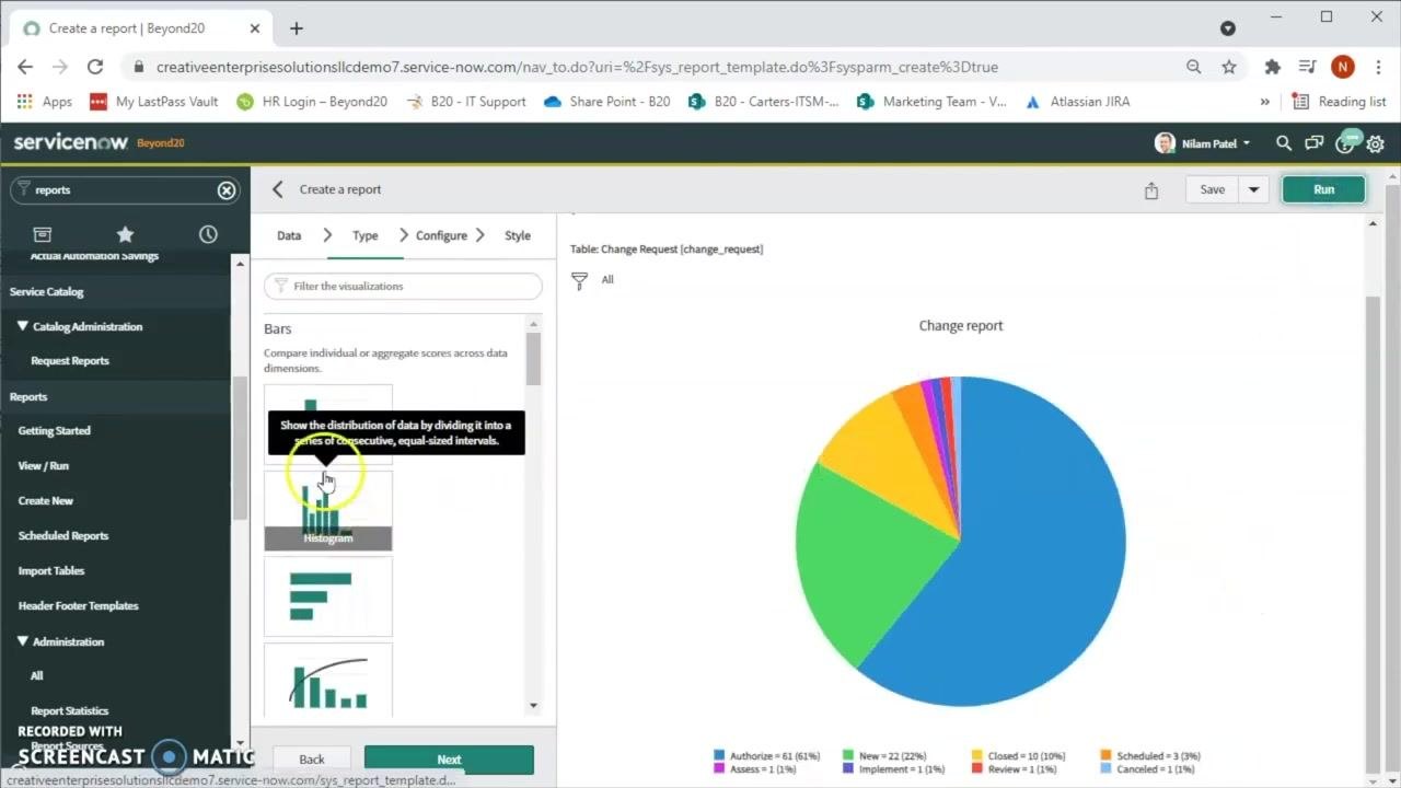 Bar chart visualization selection with a tooltip describing the Histogram option