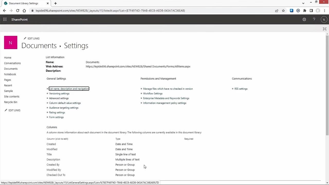 SharePoint Documents library with the "+ New" menu expanded and the Folder option highlighted