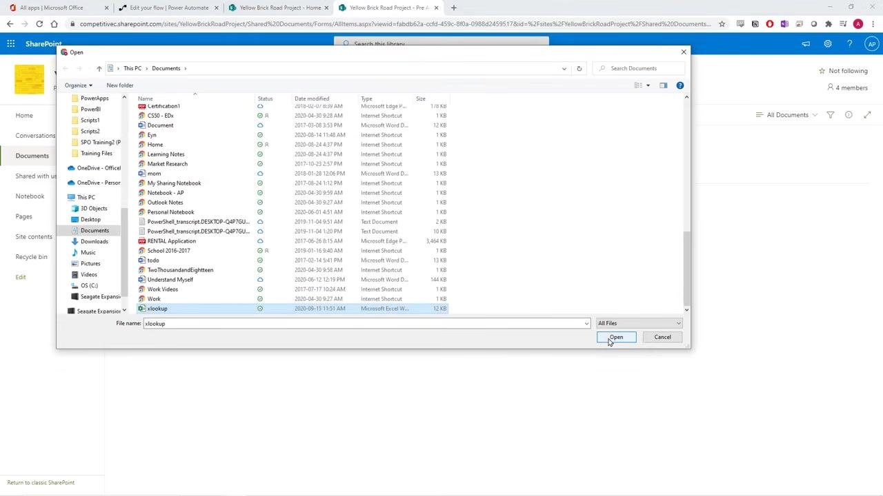 Power Automate flow editor with the Test button visible, ready to initiate a test run