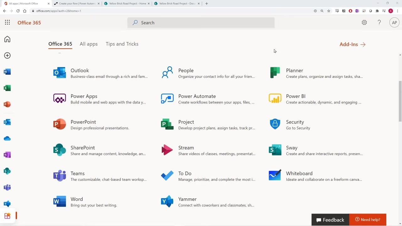 Power Automate My flows screen with the New dropdown open and Automated—from blank highlighted