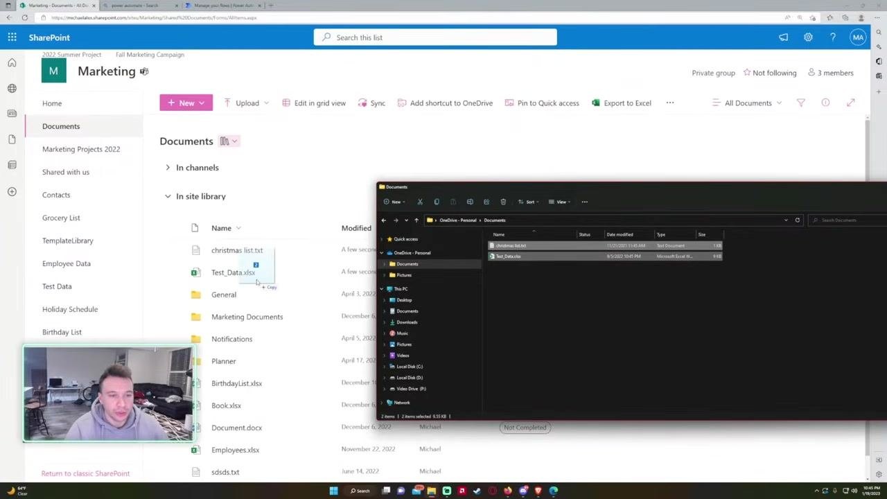 File picker dialog showing folders and files on the computer, ready for selection.