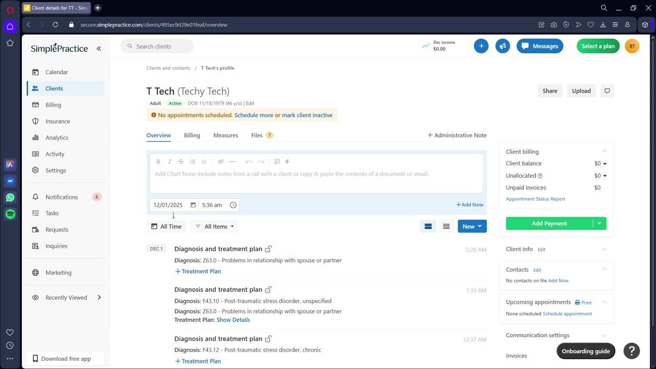 Cursor hovering over the Clients tab in the sidebar