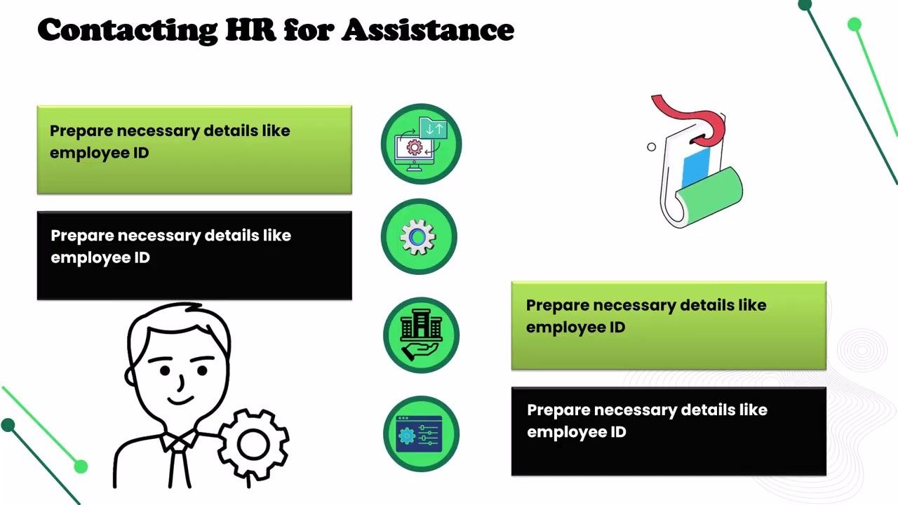 Screen showing alternative ways to get your W-2, starting with requesting a reprint from HR, with a person holding an invoice and a calculator, and a gear icon.