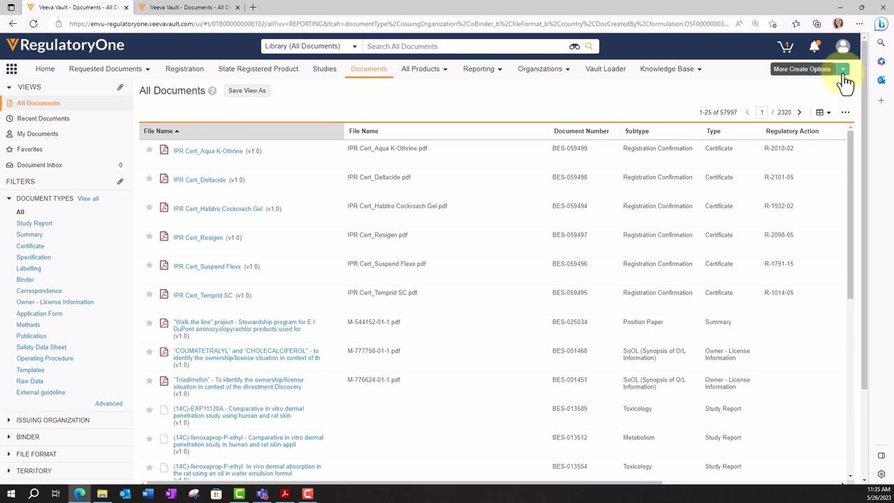 Create Document dialog with the Upload option selected