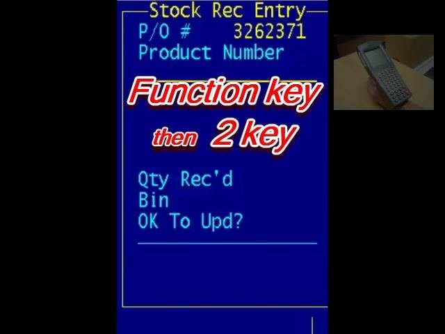 RF scanner Processing menu with Recv & Putaway option highlighted