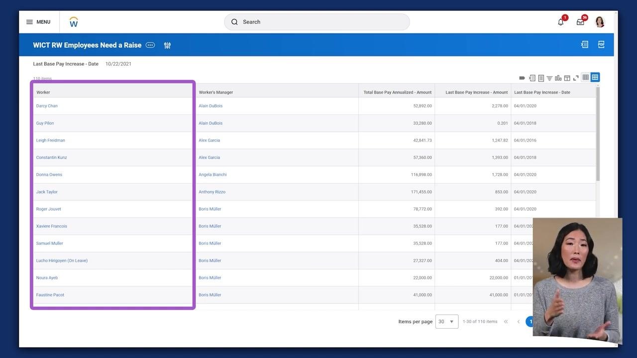 Alert Notification Details screen with the "Request Compensation Change" button visible, employee names and dates listed