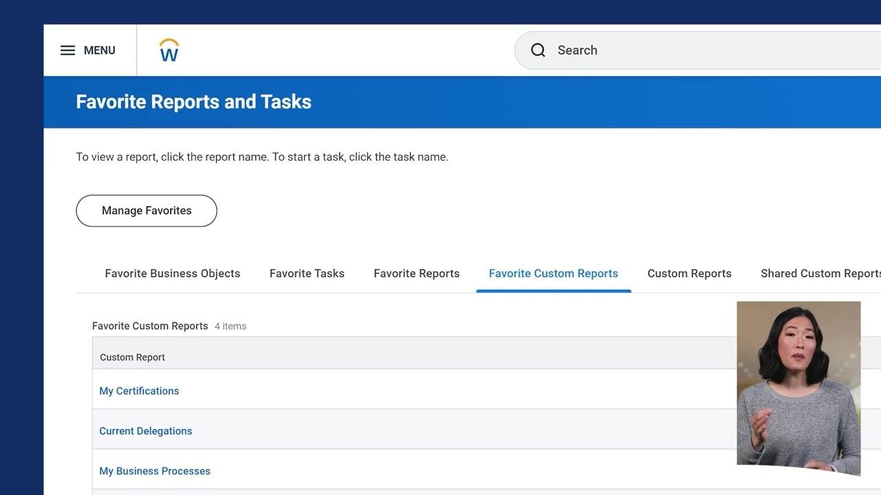 Workday Drive interface showing a list of files, with "O1 - ESG & Sustainability Reporting" highlighted, and columns for owner, access, and modified date