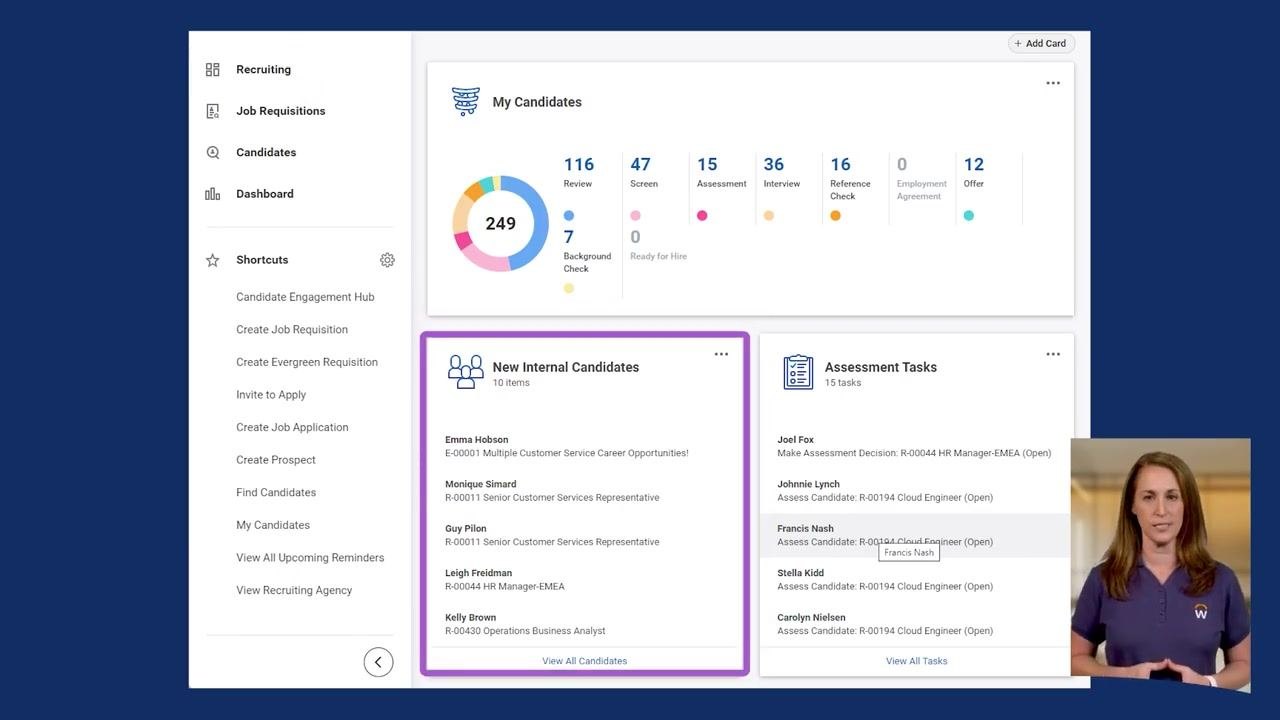 Workday worker profile screen showing career interests, job profiles, skill interests, and the Edit button