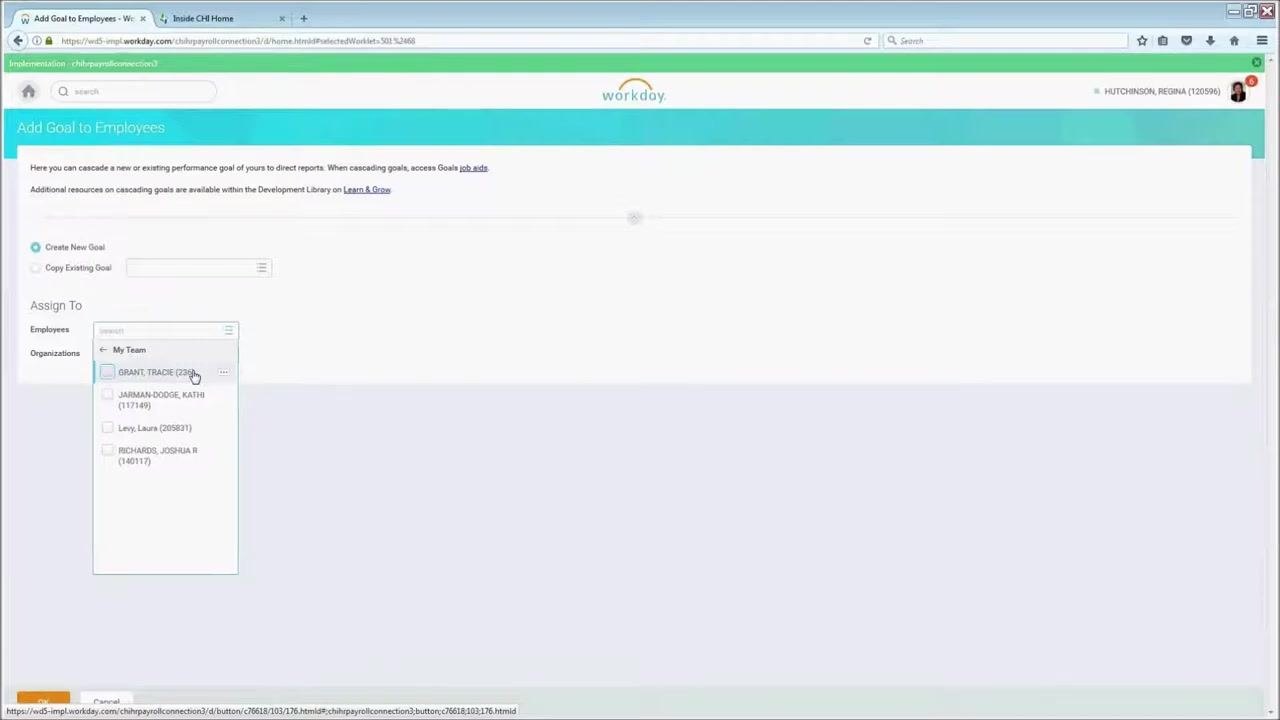 Assign To Employees dropdown showing selected employees highlighted in blue
