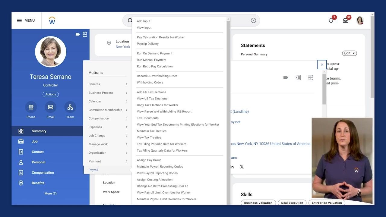 Workday interface showing the "Add Worker US Tax Elections" dialog with the Worker, Effective Date, and Company fields filled in.
