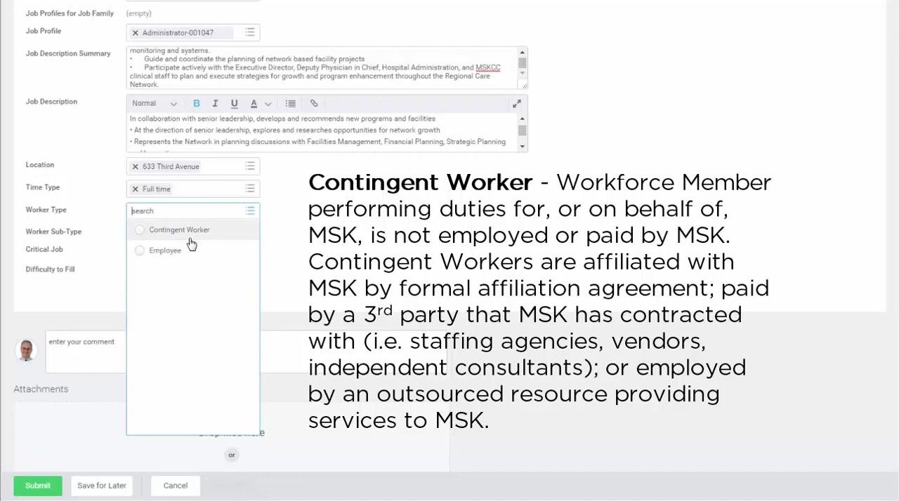 Create Position form with the Critical Job and Difficulty to Fill fields visible and left blank.