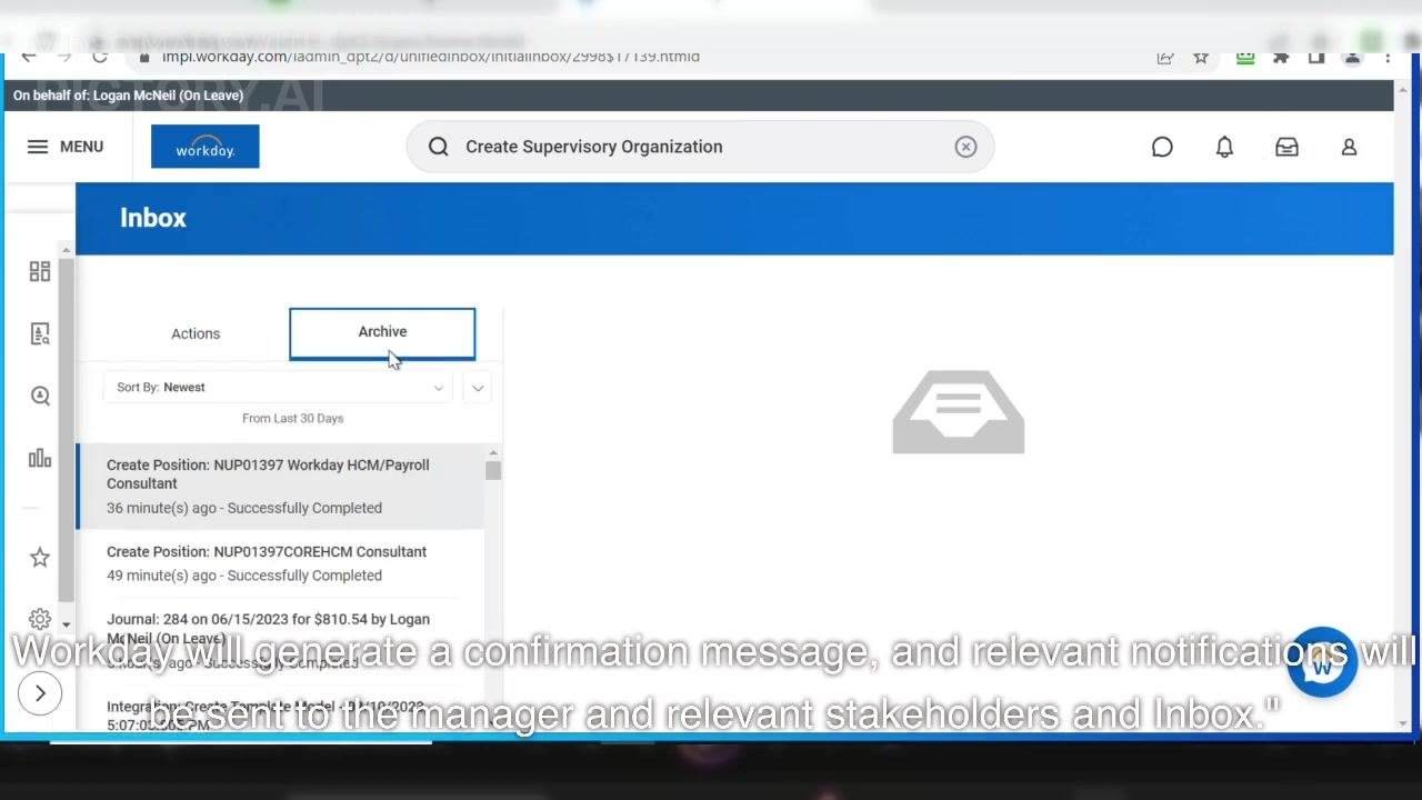 Workday screen with the Additional Data tab active, showing organization details and the save action