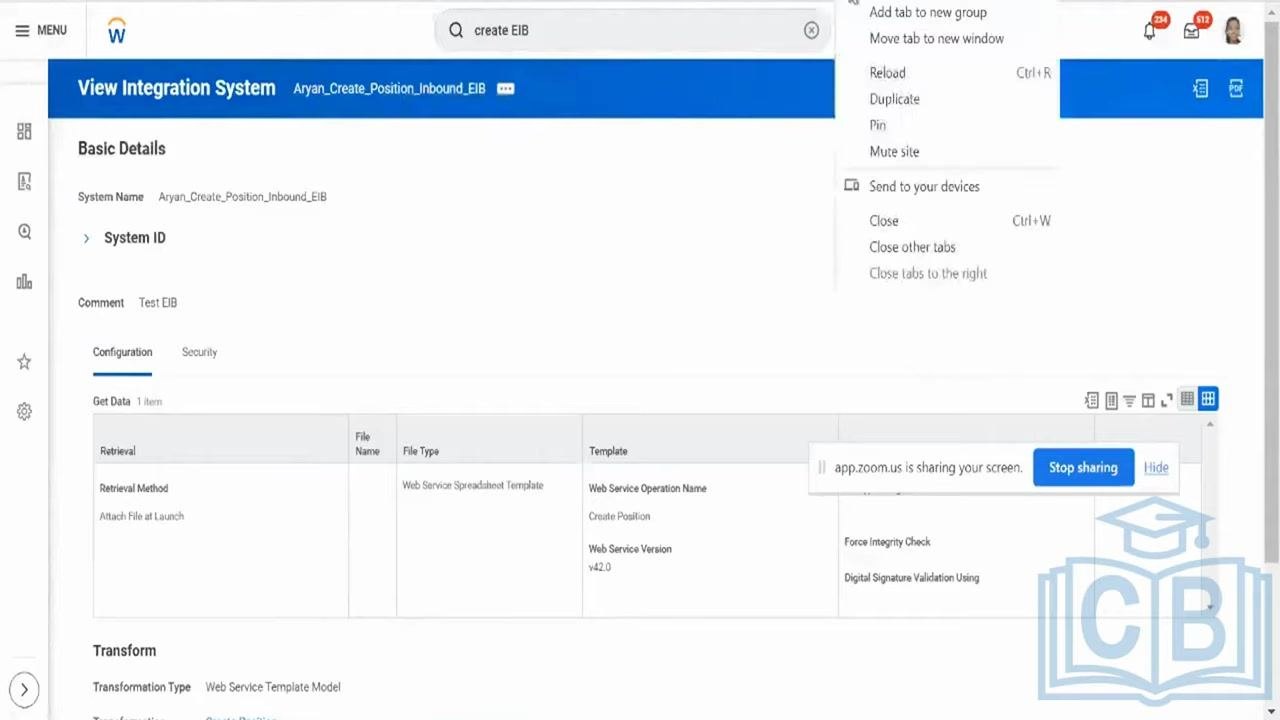 Deliver step with the Delivery Method dropdown open and "Workday Web Service Operation" selected.