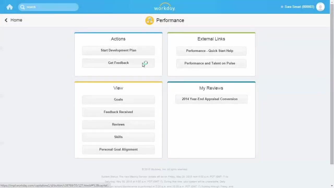 Get Feedback screen with Roger Thomas selected and a specific feedback question entered, with Submit, Save for Later, and Cancel buttons visible