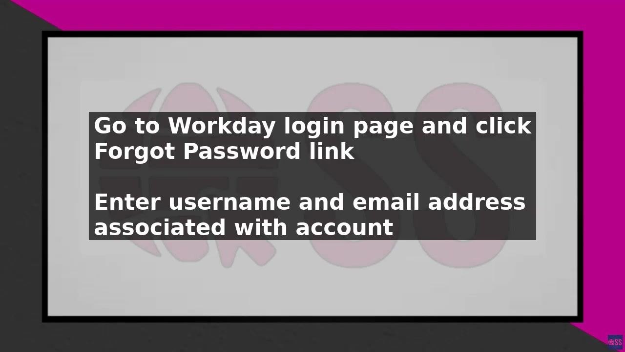 Workday login page with instructions to click Forgot Password and enter username/email
