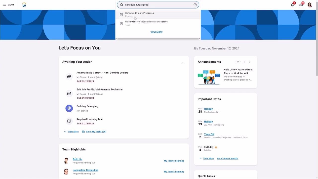 View Scheduled Future Process screen with the Additional Info tab highlighted
