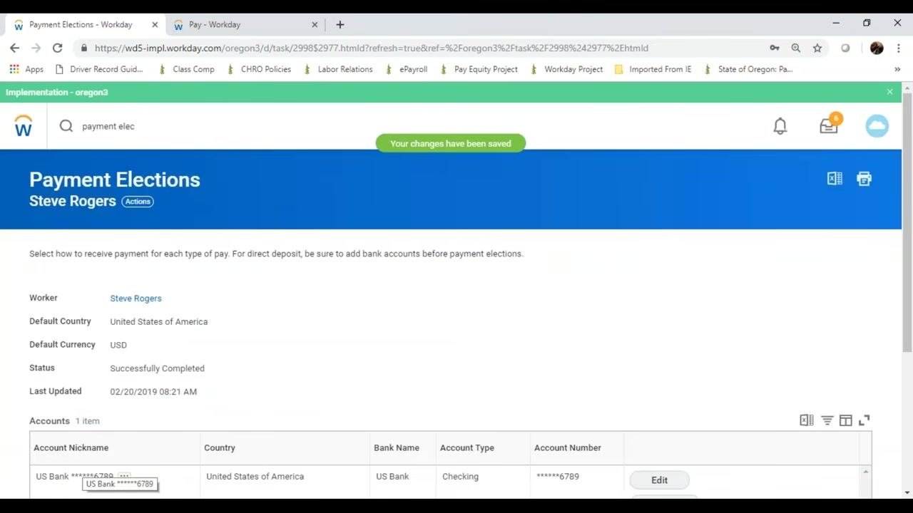 Error notification in Workday indicating that the routing transit number must be nine digits