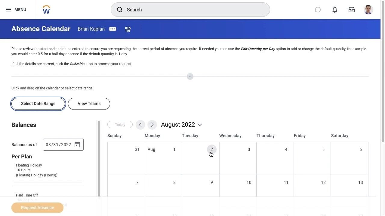 Modal dialog for selecting a date range, with From, To, and Type fields.