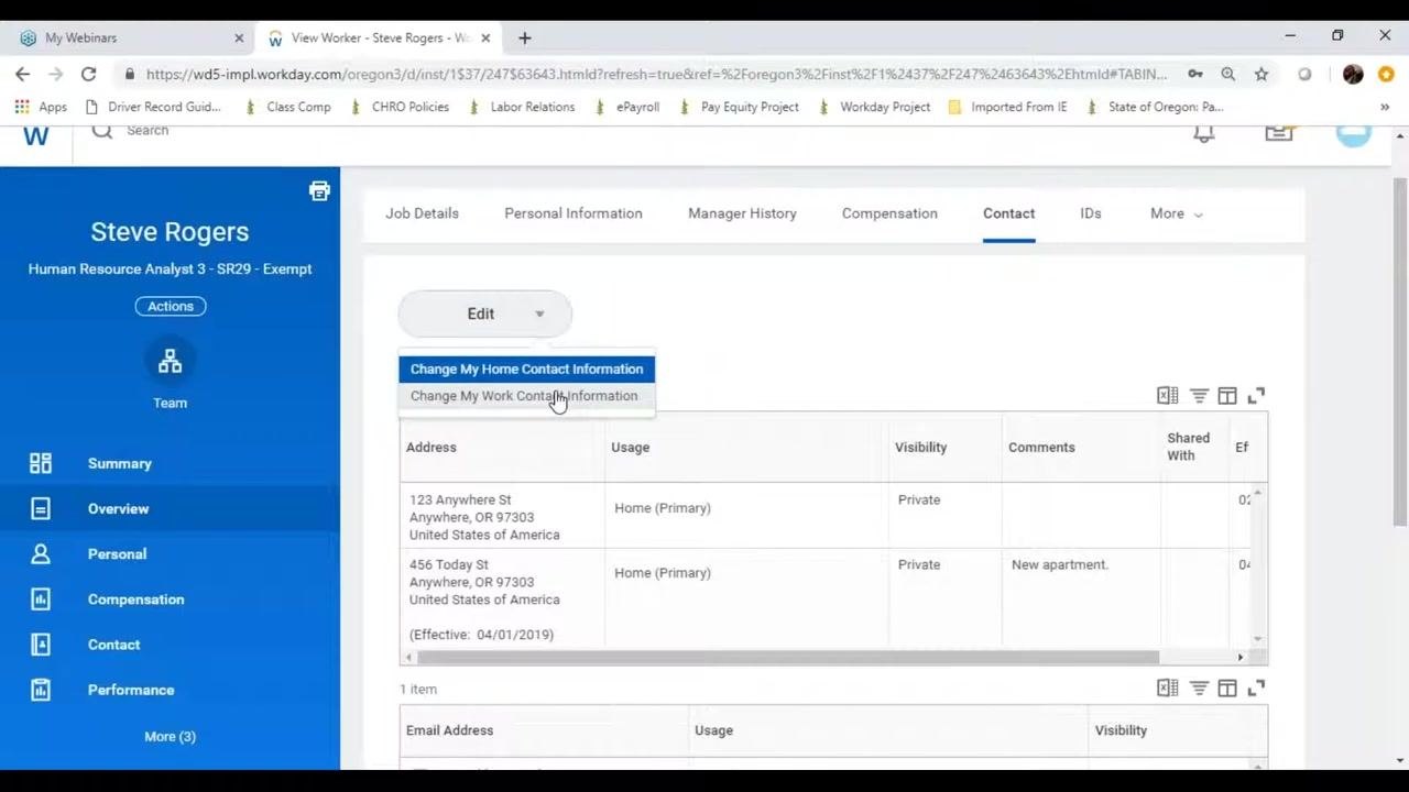 Form section with Add options for email, instant messenger, and web address, plus a comment field