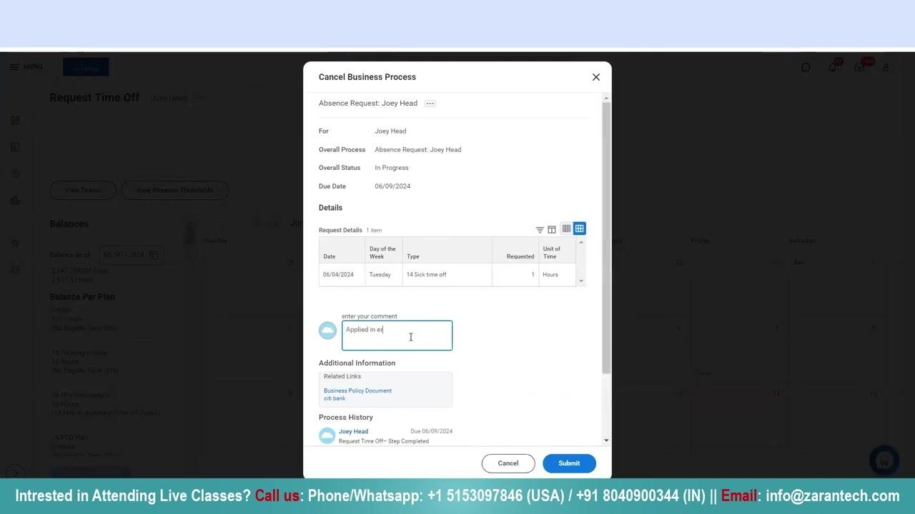 Calendar view displaying the 'Event Canceled' confirmation message
