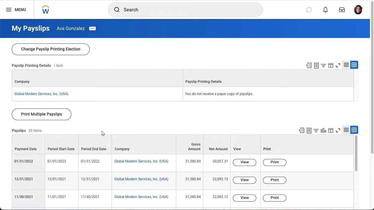 Workday dashboard showing "Here's What's Happening," Awaiting Your Action, Timely Suggestions, and Announcements