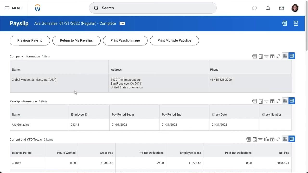 Print Multiple Payslips dialog with date range fields and exclude net zero payslips option