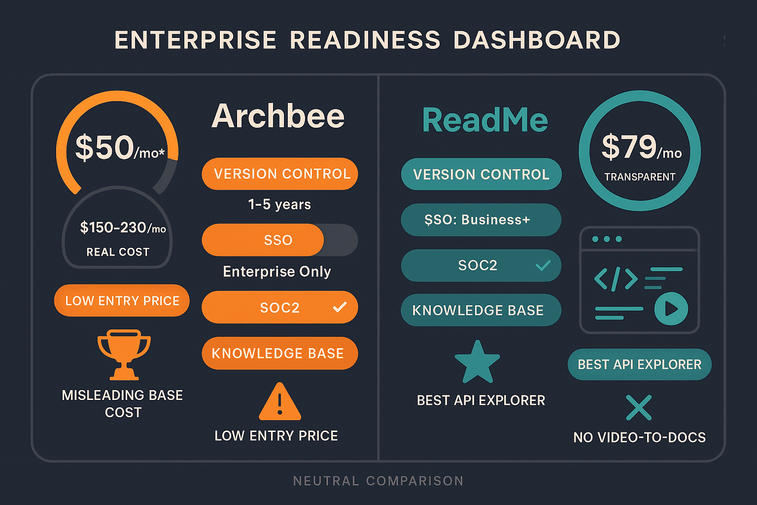 Archbee vs ReadMe comparison infographic
