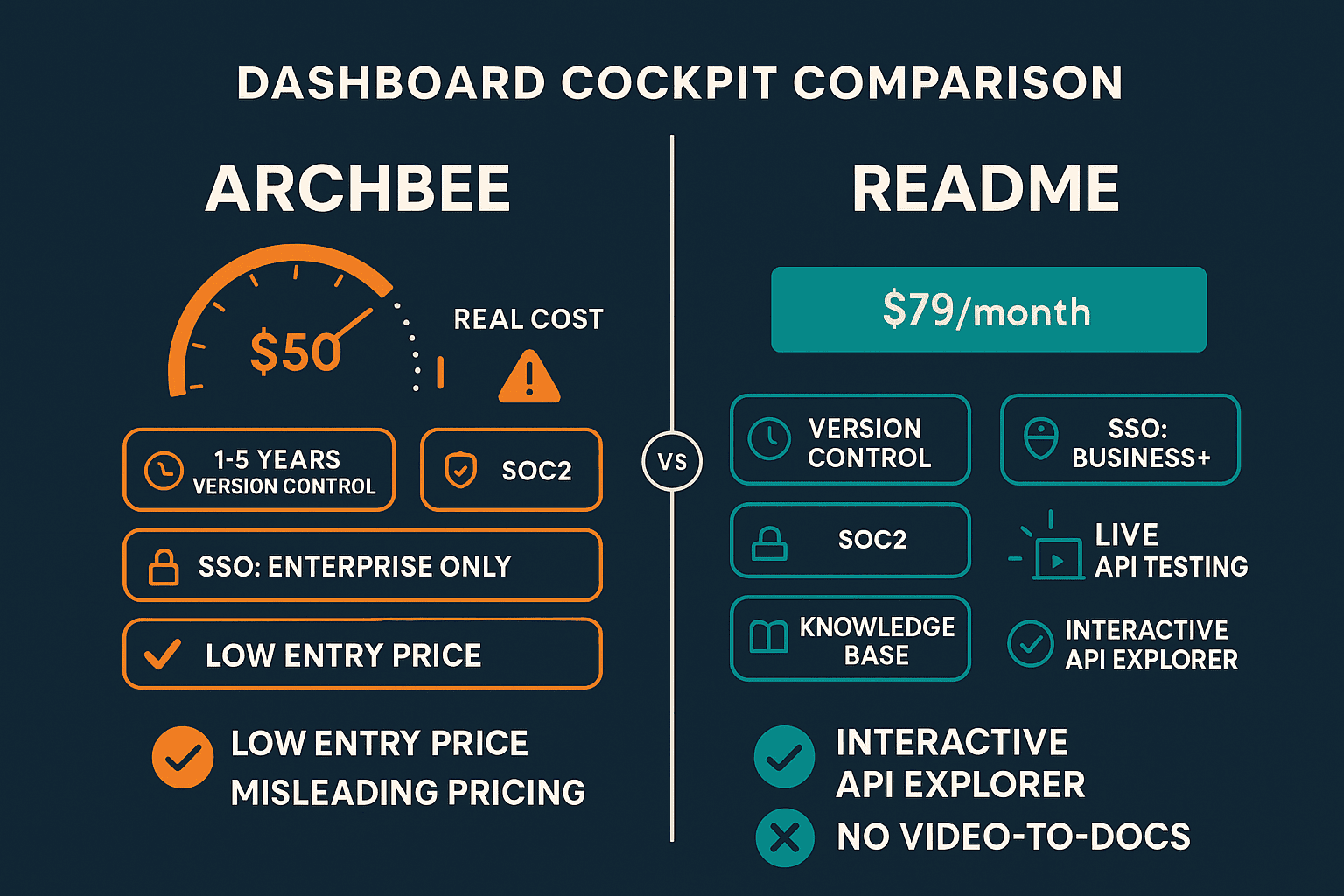 Archbee vs ReadMe comparison infographic
