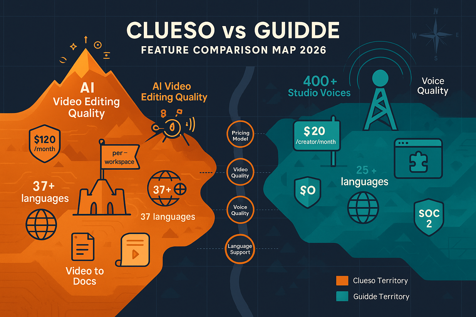 Clueso vs Guidde comparison infographic
