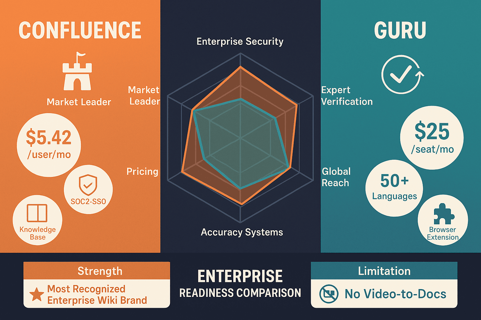 Confluence vs Guru comparison infographic