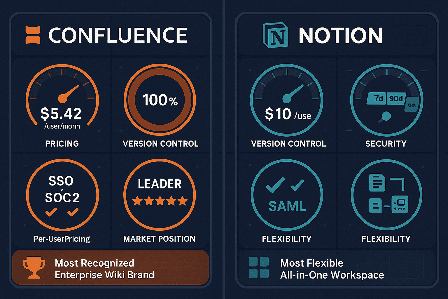 Confluence vs Notion comparison infographic