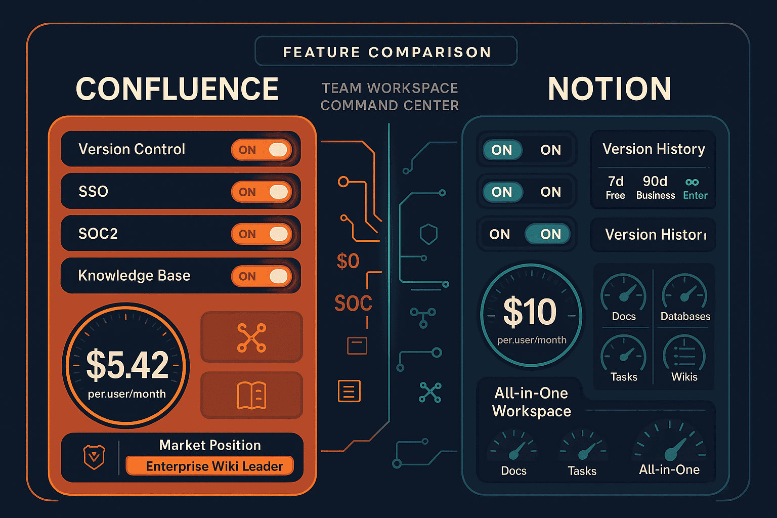 Confluence vs Notion comparison infographic