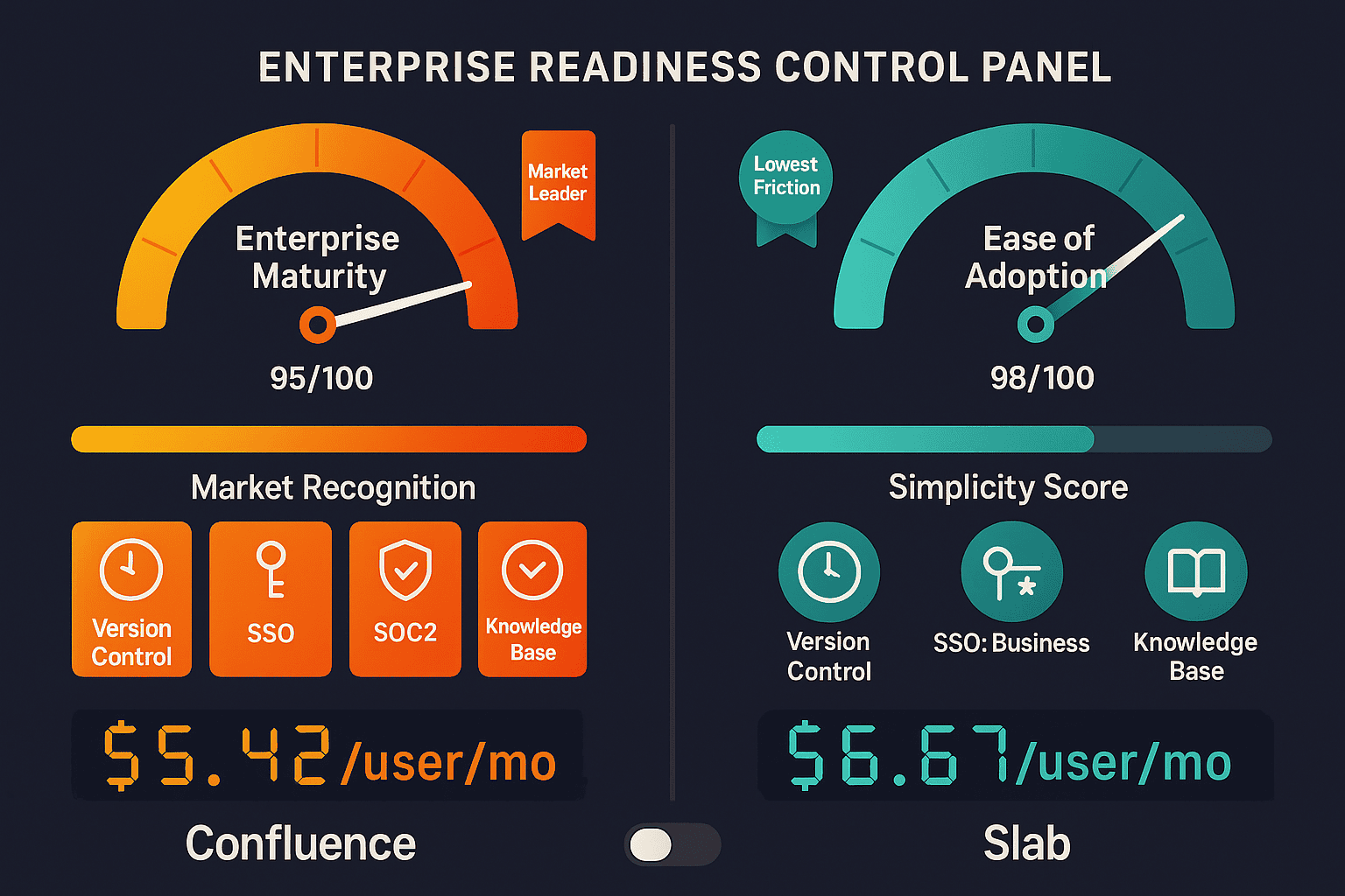 Confluence vs Slab comparison infographic
