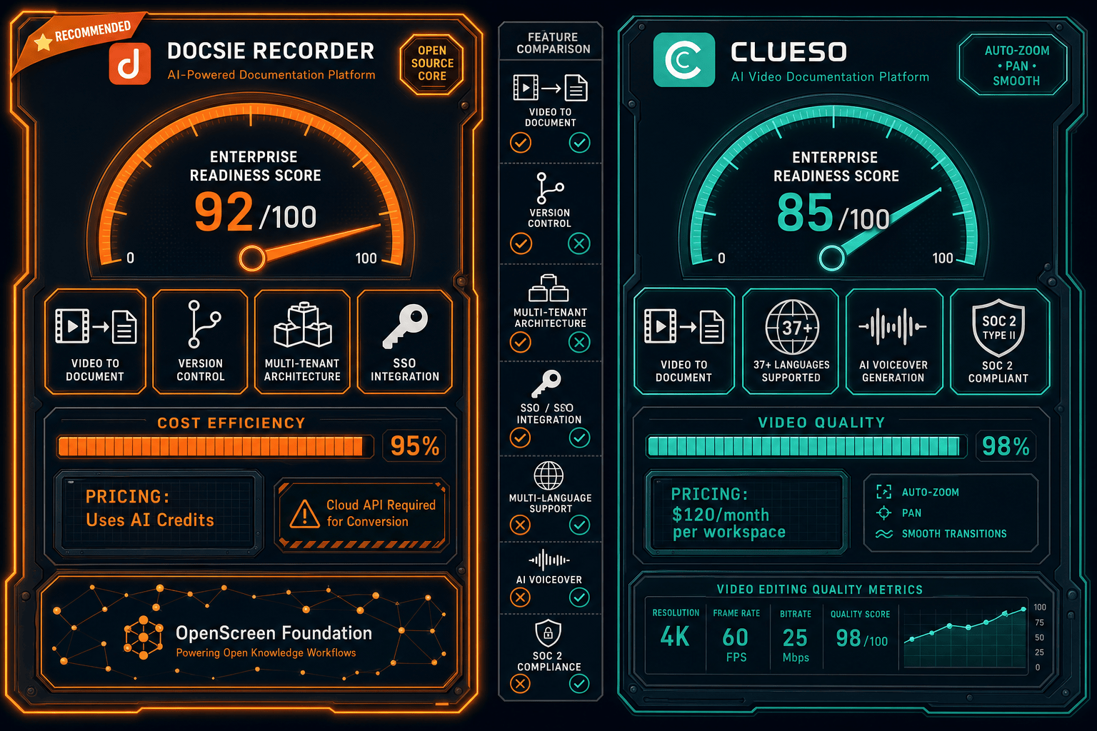 Enterprise Verdict: Docsie Recorder vs Clueso - Visual Comparison