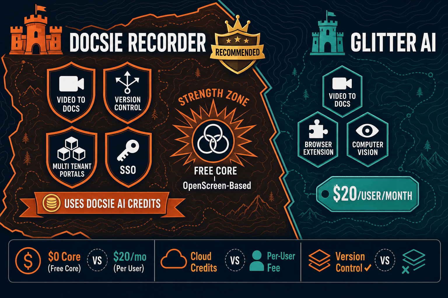 The Verdict: Docsie Recorder vs Glitter AI for CREATE - Visual Comparison