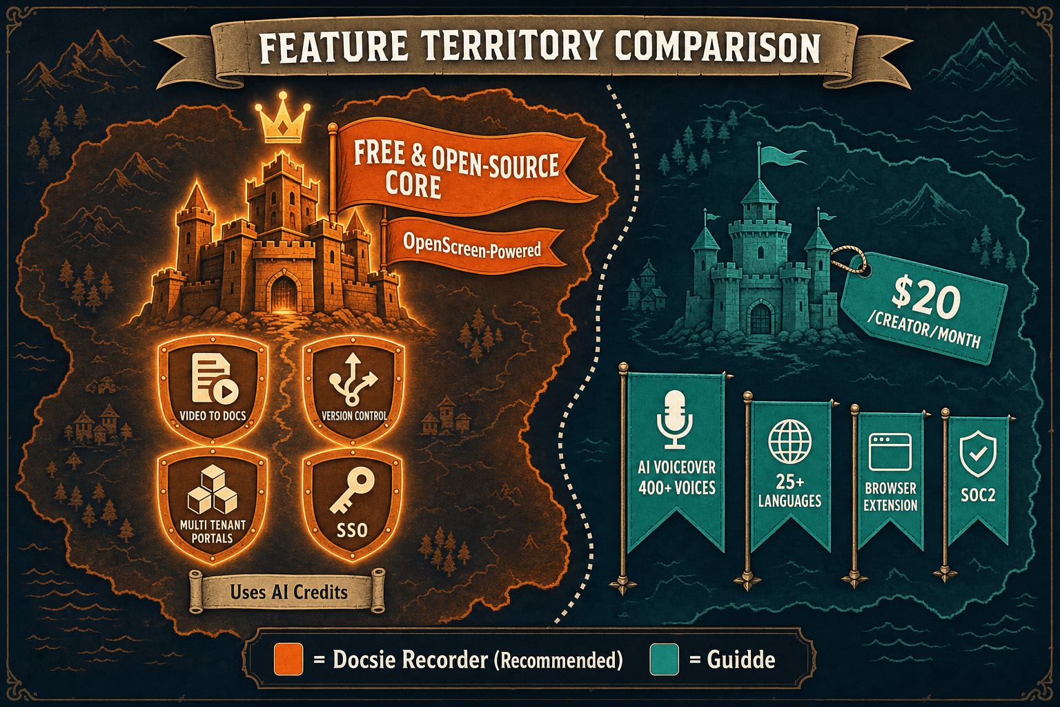 The Verdict: Docsie Recorder vs Guidde for Screen Recording and Video-to-Docs - Visual Comparison
