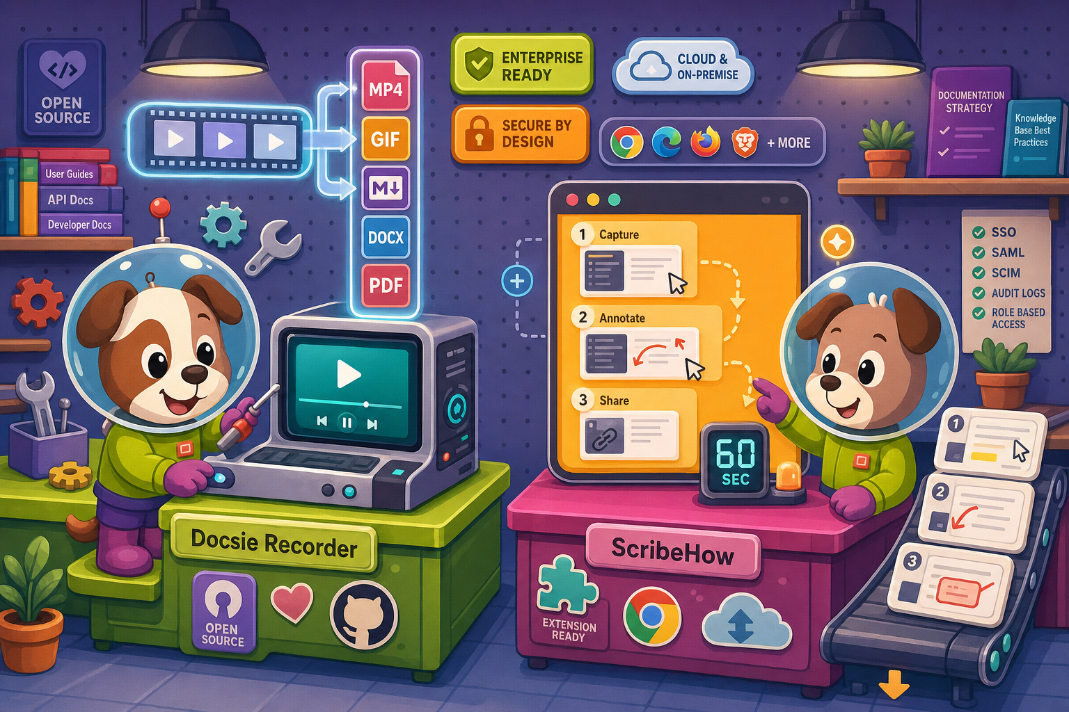 Docsie Recorder vs ScribeHow: Enterprise Readiness 2026