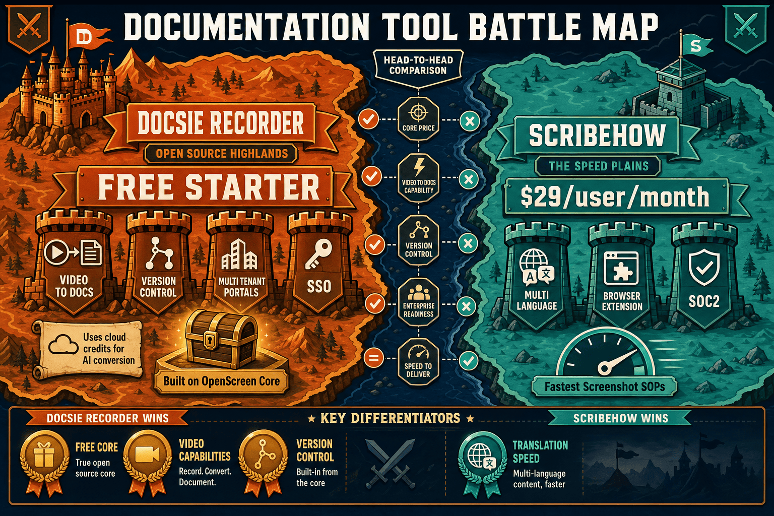 The Verdict: Docsie Recorder vs ScribeHow - Visual Comparison