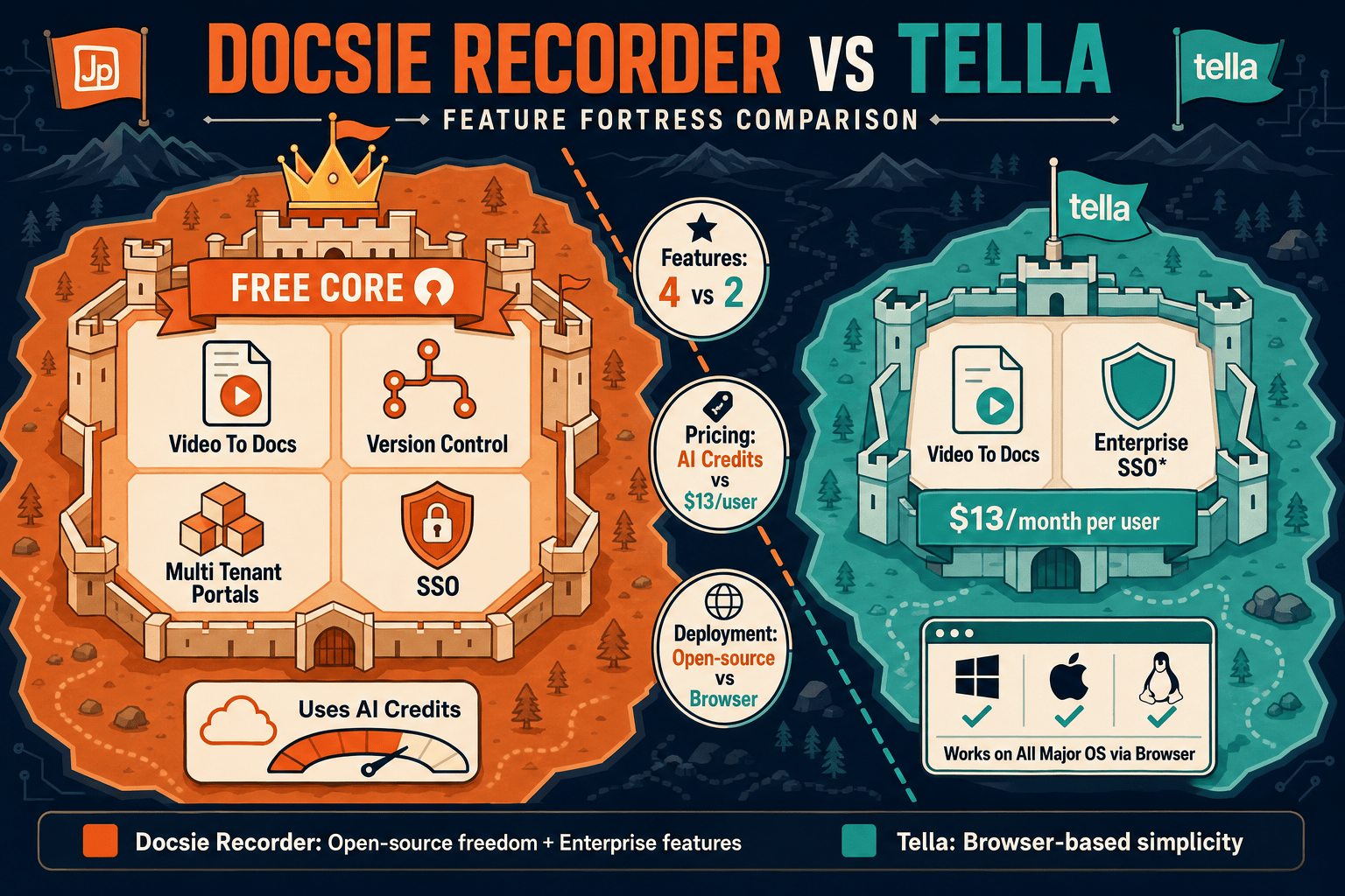 The Verdict: Docsie Recorder vs Tella for Feature Comparison - Visual Comparison