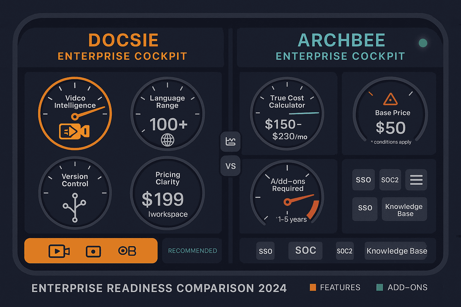 Docsie vs Archbee comparison infographic
