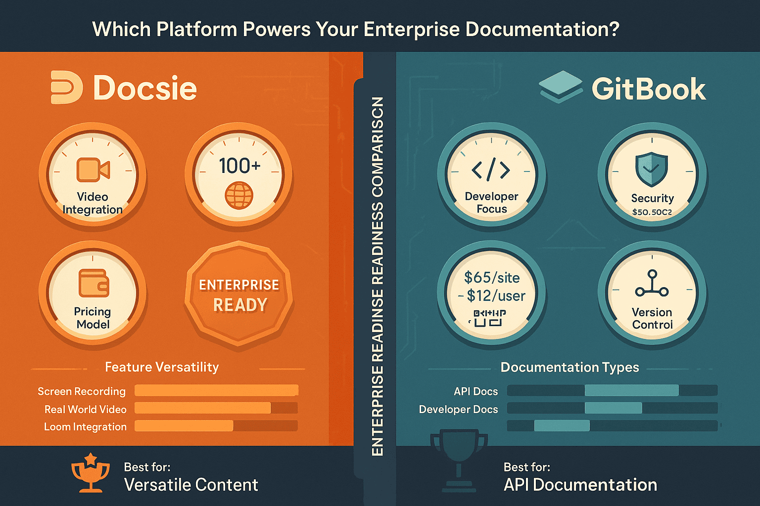 Docsie vs GitBook comparison infographic
