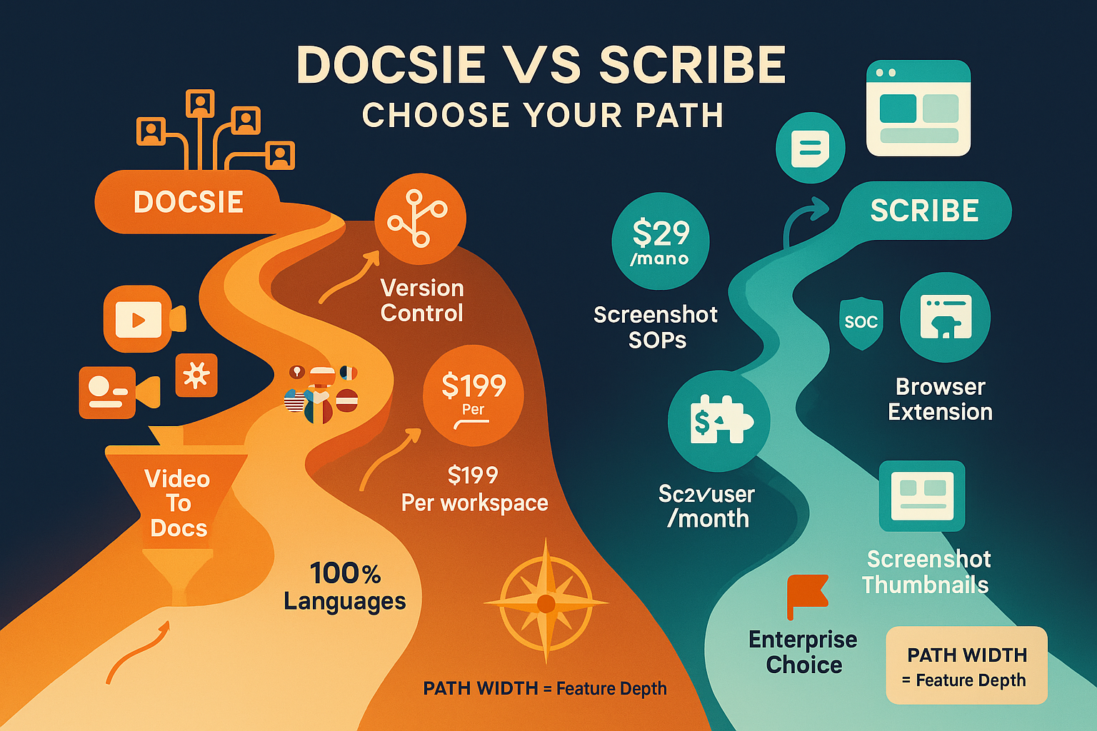 Docsie vs Scribe comparison infographic