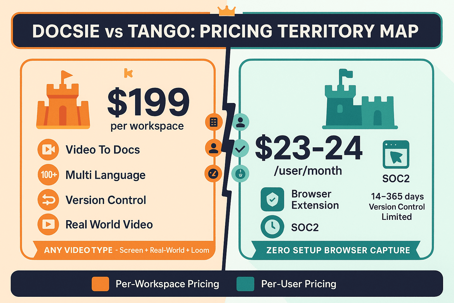 The Pricing Verdict: Docsie vs Tango - Visual Comparison