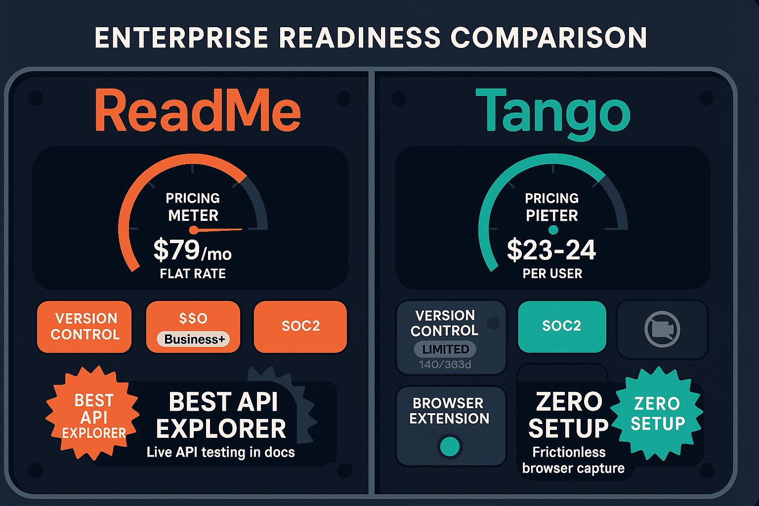 The Verdict: ReadMe vs Tango for Enterprise Readiness - Visual Comparison
